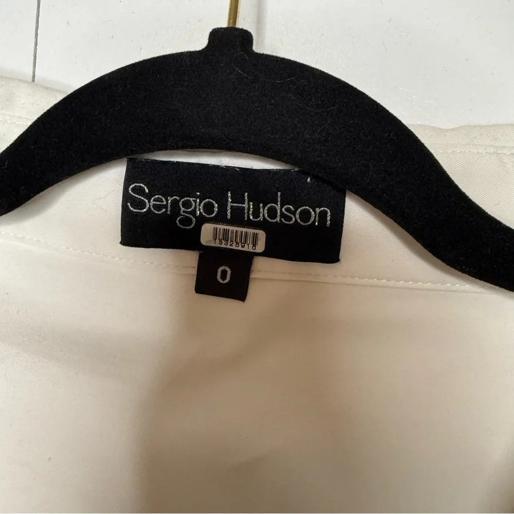 Sergio Hudson Asymmetric Cutout Ruched Cotton-blend Poplin Midi Wrap Dress Sz 0 - Picture 6 of 10